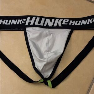 Hunk Menswear Men’s White & Black Jockstrap L